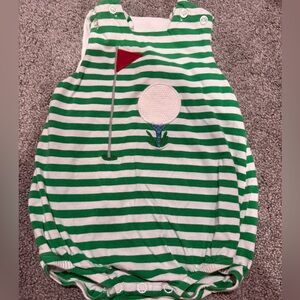 Bailey Boys EUC Striped Baby Romper with Golf Design